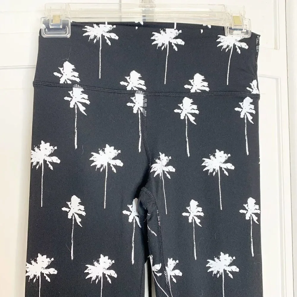 Spiritual Gangster Palm Tree Leggings Women's Size Small Black White High Rise S